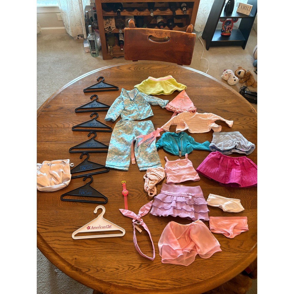 American Girl Doll Clothes Accessory Lot Pajamas Skirts Hangers